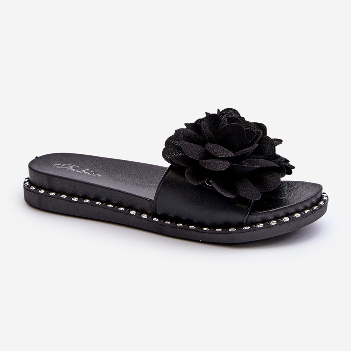 Damflip-flops dekorerade med blommor Svart Cellanen 1
