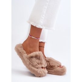 Beige pälstofflor för kvinnor Stepia 2