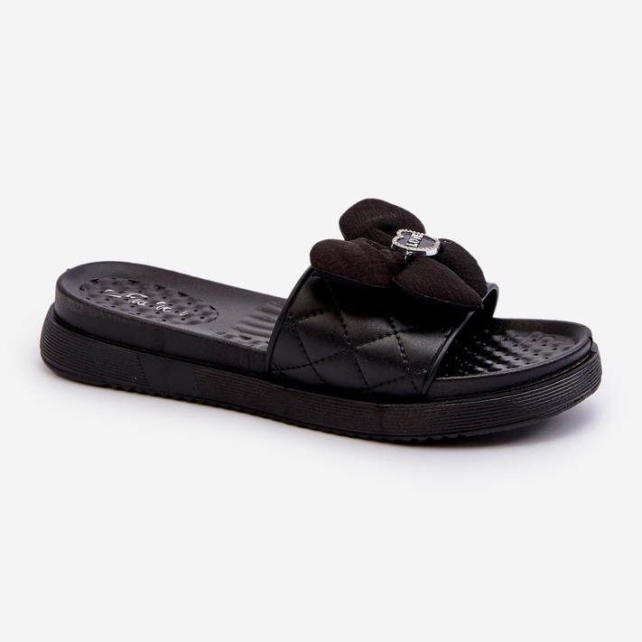 Kvinnors flipflops med dekoration på en låg plattform, svart Cedrella 1