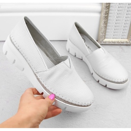 Slip-on wedge skor i läder för kvinnor, vita Filippo DP6161 1