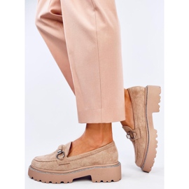 Sheady Khaki mockasin med hög sula beige 2