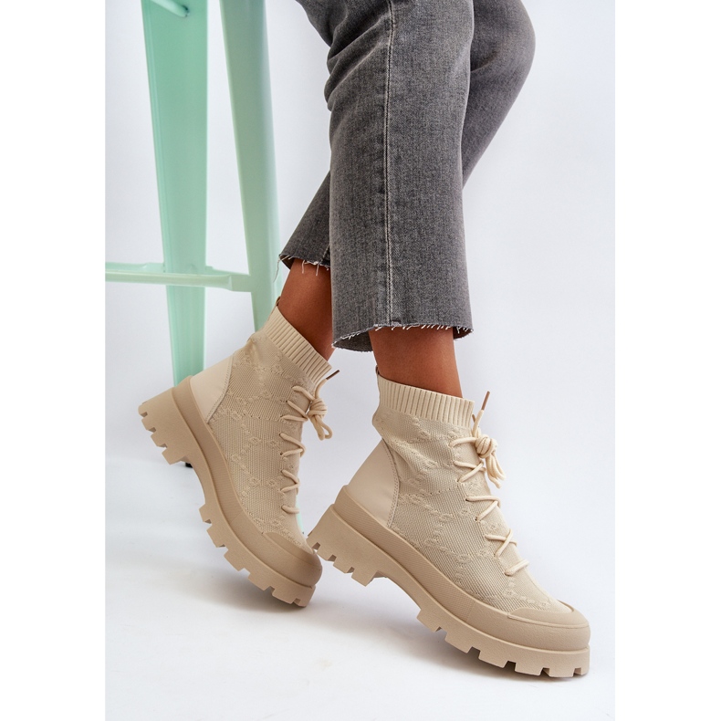 Damstrumpa Slip-On Boots Ljus Beige Solime 1