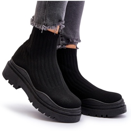 Damsvarta Elipara Slip-On sockstövlar på en massiv sula 8