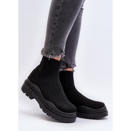 Damsvarta Elipara Slip-On sockstövlar på en massiv sula 2