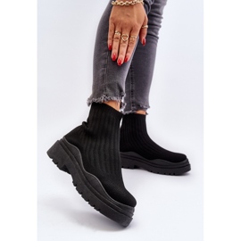 Damsvarta Elipara Slip-On sockstövlar på en massiv sula 3