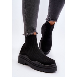 Damsvarta Elipara Slip-On sockstövlar på en massiv sula 5