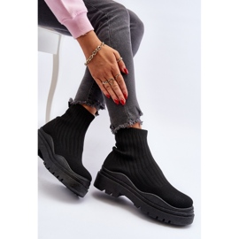 Damsvarta Elipara Slip-On sockstövlar på en massiv sula 7