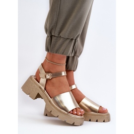 Sandaler med tjocka klackar för kvinnor, guld Dottiassa gyllene 2