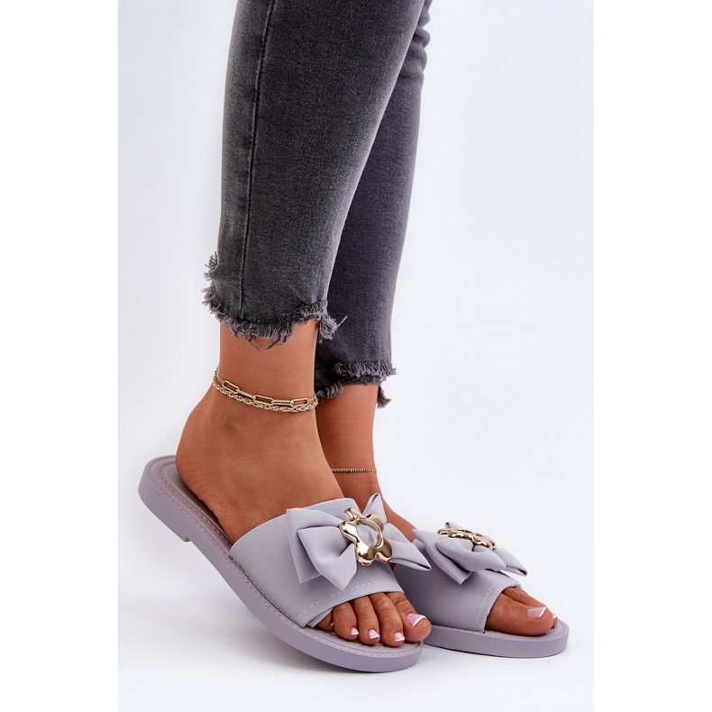 Lavendel flip flops för kvinnor med rosett Arsicada violett 2