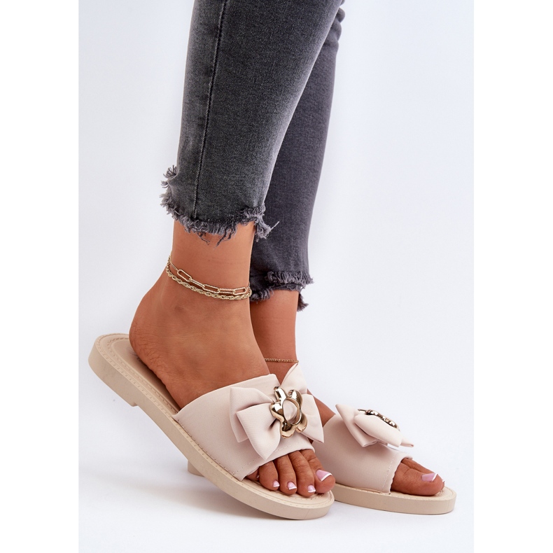 Damflip-flops med rosett Beige Arsicada 2