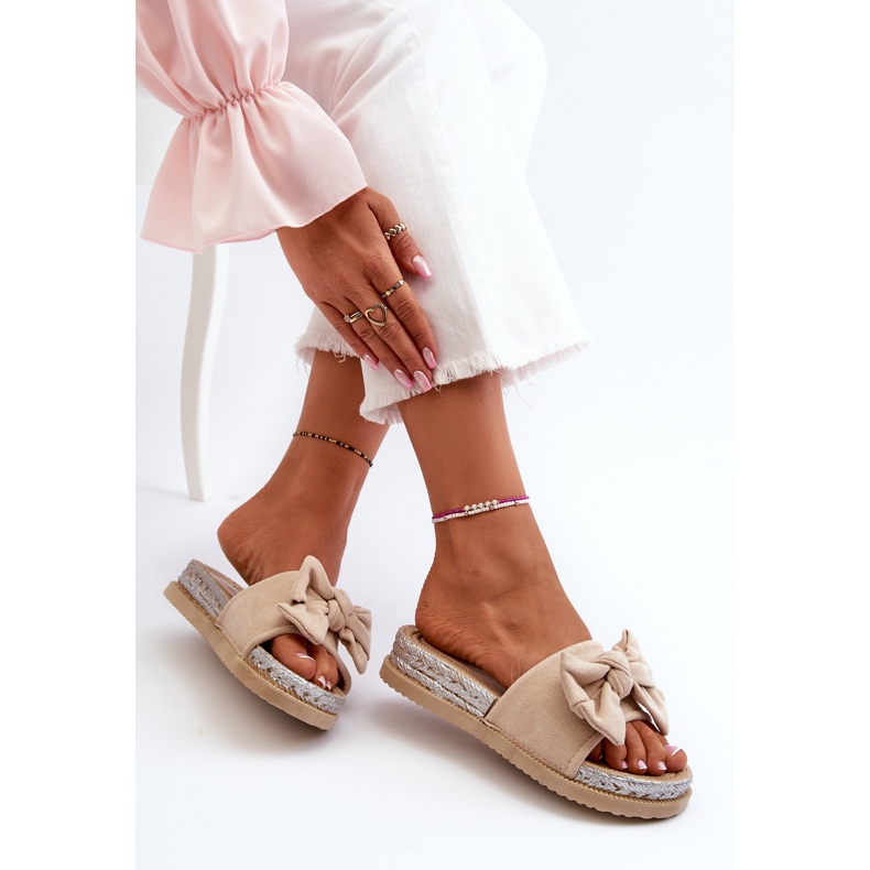 Flip-flops för kvinnor med rosett, Beige Aflia 1