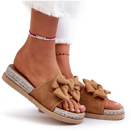 Camel Aflia-plattformsflip-flops för damer med rosett brun 10