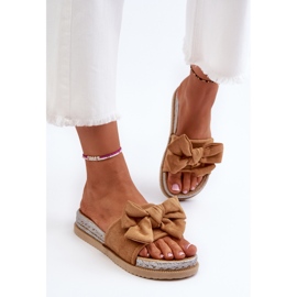 Camel Aflia-plattformsflip-flops för damer med rosett brun 5