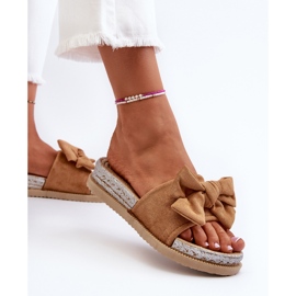 Camel Aflia-plattformsflip-flops för damer med rosett brun 6