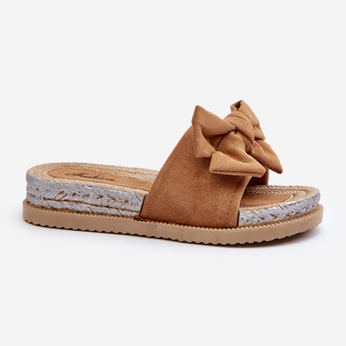 Camel Aflia-plattformsflip-flops för damer med rosett brun 2