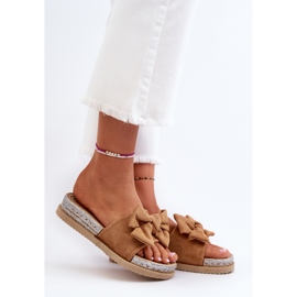 Camel Aflia-plattformsflip-flops för damer med rosett brun 3