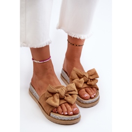 Camel Aflia-plattformsflip-flops för damer med rosett brun 7