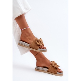 Camel Aflia-plattformsflip-flops för damer med rosett brun 9