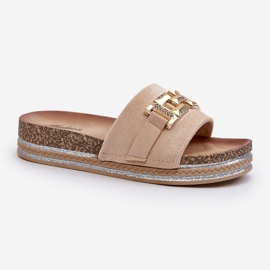 Flip-flops för kvinnor med dekoration, beige vapireta 2