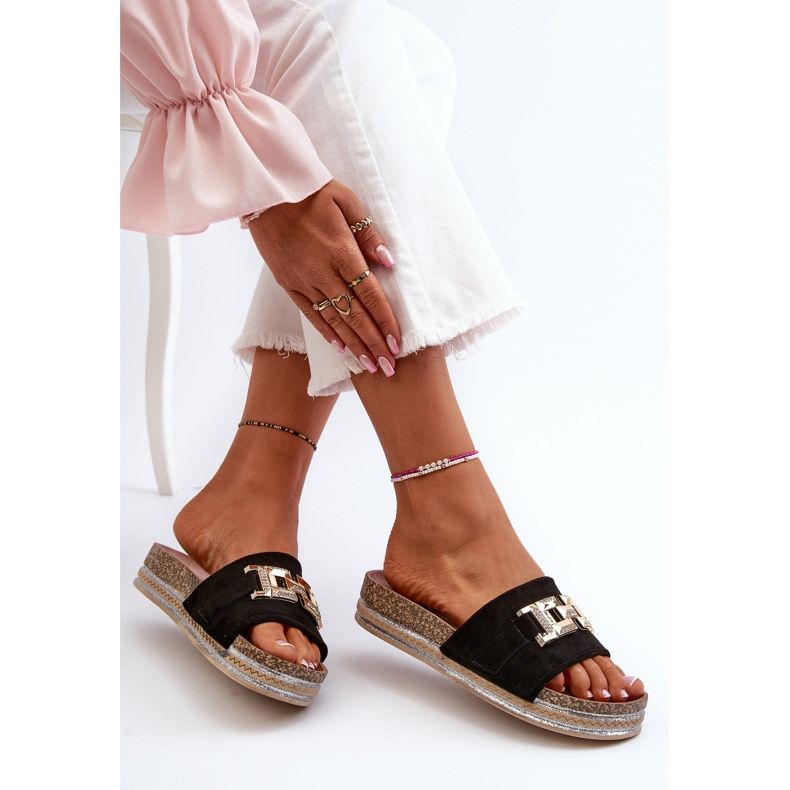 FK1 Flip-flops för kvinnor med dekoration, svart vapireta 1