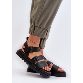 Ekologisk lädersandaler för kvinnor Big Star NN274065 Svart 2