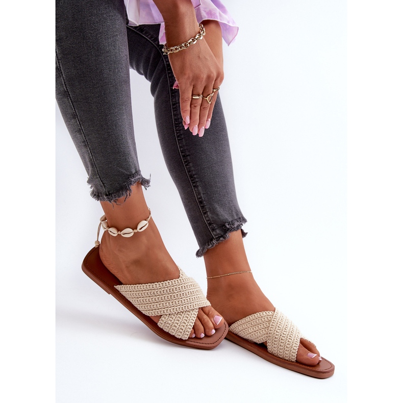 Flattofflor för kvinnor Big Star NN274078 Beige 1