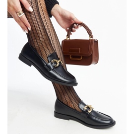 Lea svarta mockasiner med spänne 1