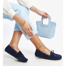 Marinblå loafers i mocka från Aneesa 1