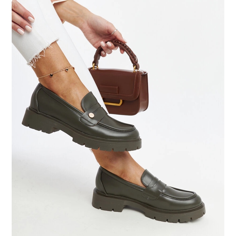 Mörkgröna Eco-lädermockasiner Mladenka 1