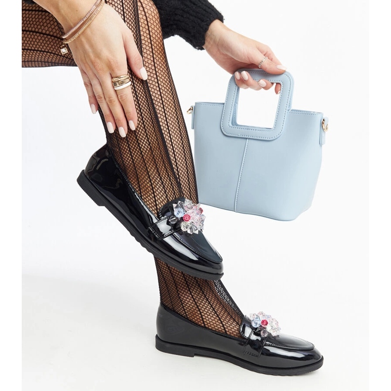 Svarta patent loafers med Mirela kristaller 1