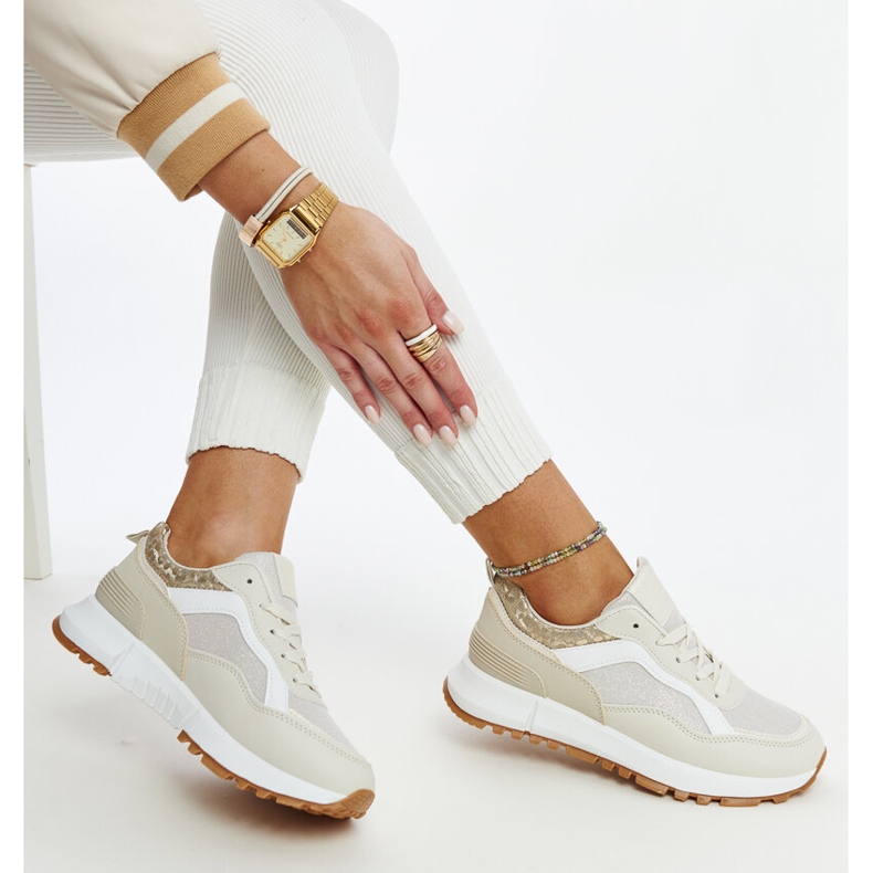 Beiga platåsneakers med Evelia glitter beige 1