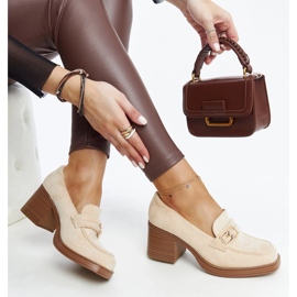 Ljusbeige högklackade Aludra pumps 1