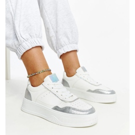 Vita och silver sneakers med tjock Rumai-sula 1