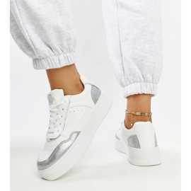 Vita och silver sneakers med tjock Rumai-sula 3