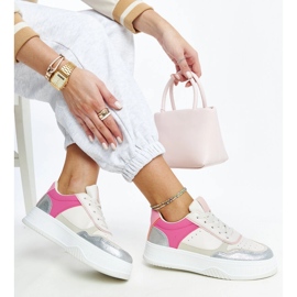 Vita och rosa sneakers med tjock Rumai-sula 1