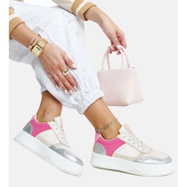 Vita och rosa sneakers med tjock Rumai-sula 4