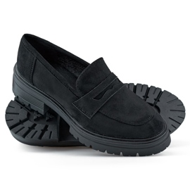 Svarta loafers i mocka för kvinnor, svarta loafers 1