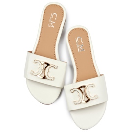 Vita eleganta damflip-flops med dekoration 1