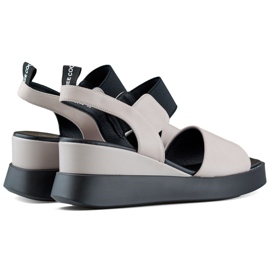 Kilsandaler i läder för kvinnor med ett elastiskt band beige 1