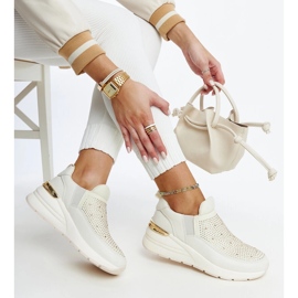 Ashleey beige wedge sneakers med strass 1