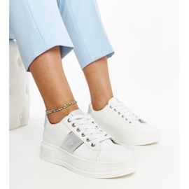 Vita och silver sneakers med tjock Finestra-sula 1