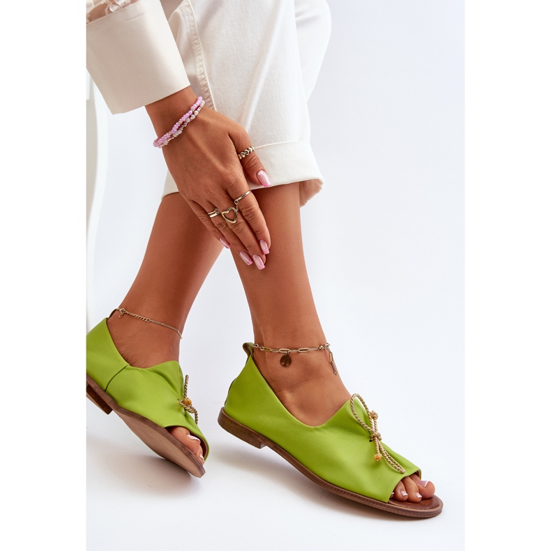 Zazoo 2660 Ballerinaskor i läder, lime grön 1