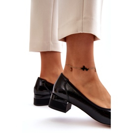 Vinceza Lackläderpumpar med rosett på block, svarta 5