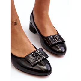 Vinceza Lackläderpumpar med rosett på block, svarta 3