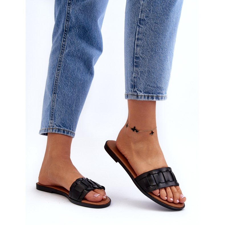 Seastar Kvinnors platt -höghelade tofflor svart 5