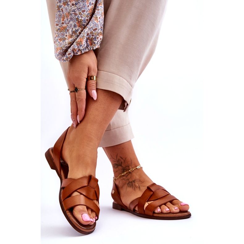 Zazoo Bekväma bruna Kayla Läder Slip-on sandaler 2