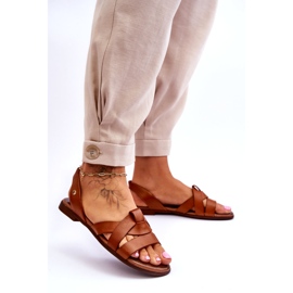 Zazoo Bekväma bruna Kayla Läder Slip-on sandaler 3