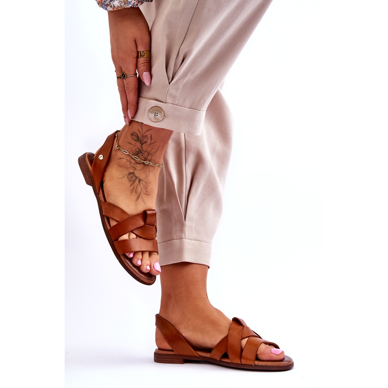 Zazoo Bekväma bruna Kayla Läder Slip-on sandaler 4