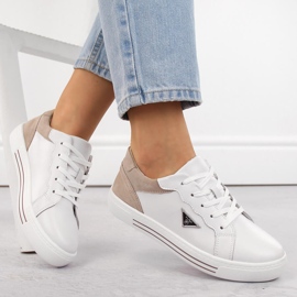 Sportskor med snörning i läder, vita, Filippo DP6049 1