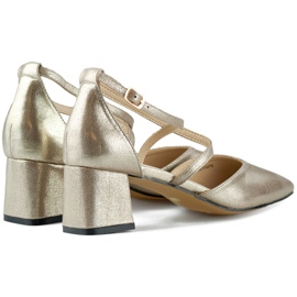 Silver pumps med remmar på låg klack silver- 1